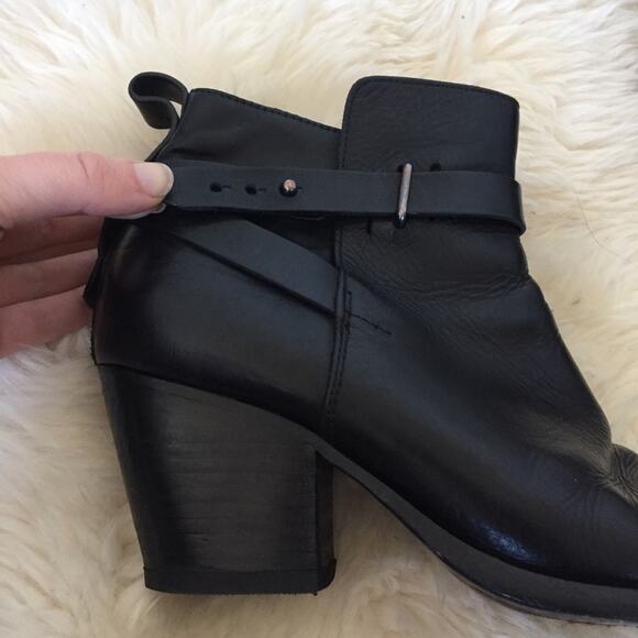 rag & bone Black Leather Strappy ankle Boots Dalton Booties 39.5 - Picture 6 of 8